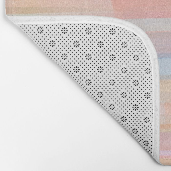 Abstract Watercolor Waves in Peach Sunrise Bath Mat Gallery Image 2