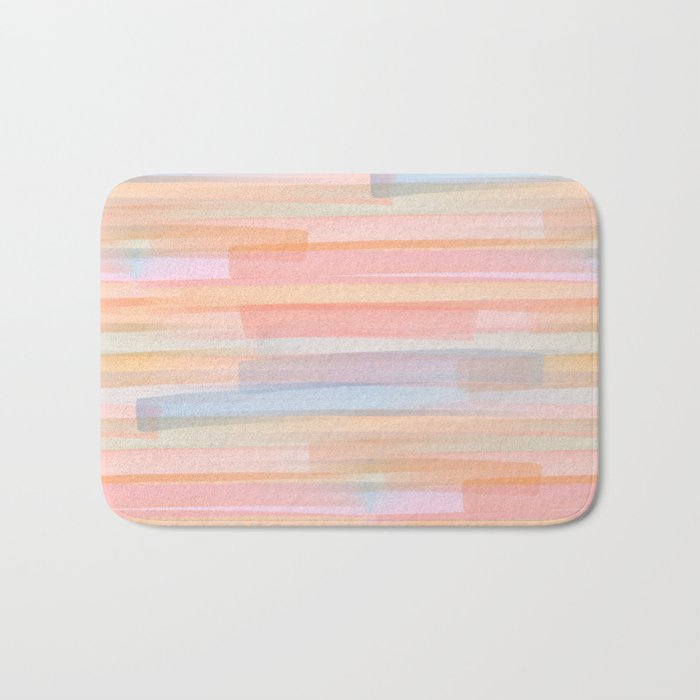 Abstract Watercolor Waves in Peach Sunrise Bath Mat Gallery Image 1