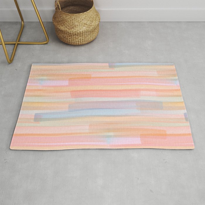 Abstract Watercolor Waves in Peach Sunrise Rug Gallery Image 1