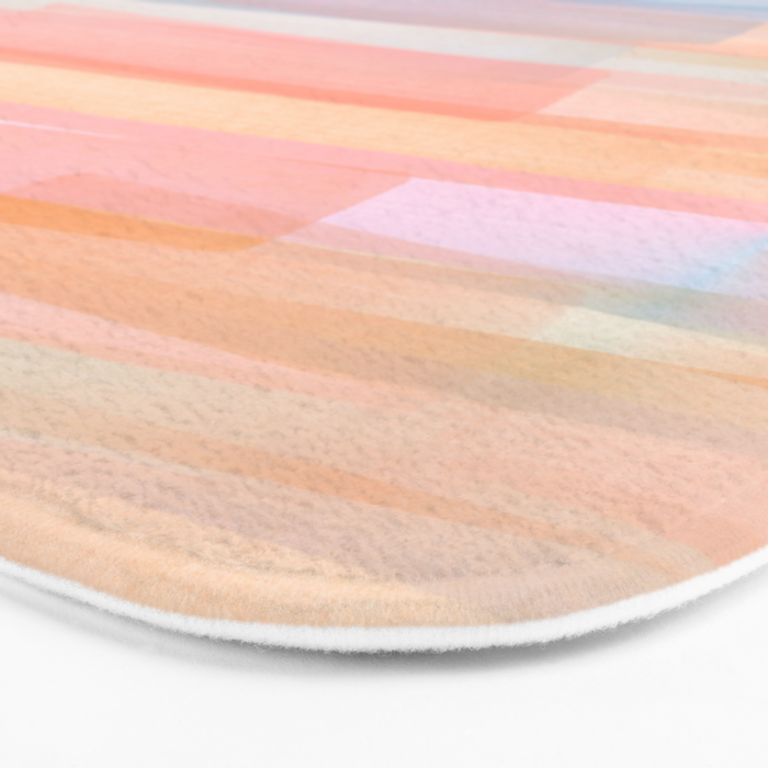 Abstract Watercolor Waves in Peach Sunrise Bath Mat Gallery Image 3