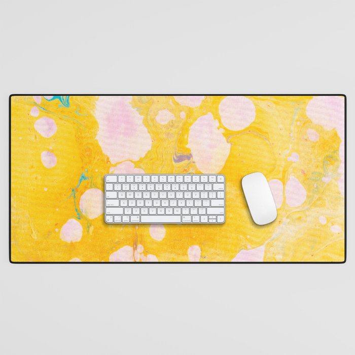 speckled marble | yellow Desk Mat Gallery Image 1