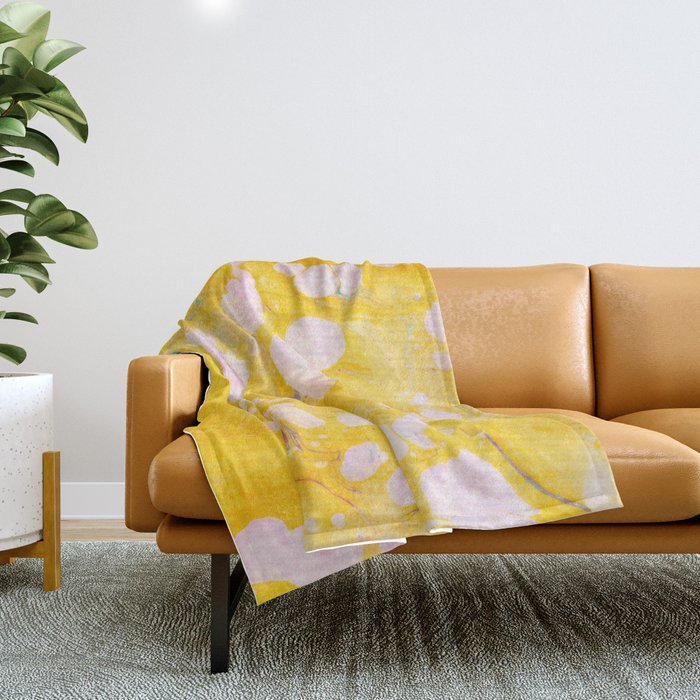 speckled marble | yellow Throw Blanket Gallery Image 1