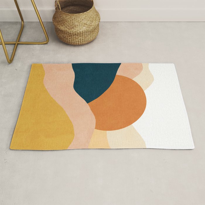 Sunrise landscape in yellow, orange, blue Rug Gallery Image 1