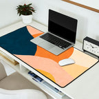 Sunrise landscape in yellow, orange, blue Desk Mat Gallery Image 2