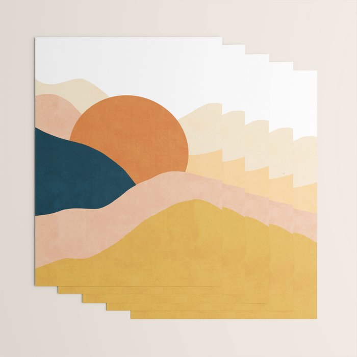 Sunrise landscape in yellow, orange, blue Wrapping Paper Gallery Image 3