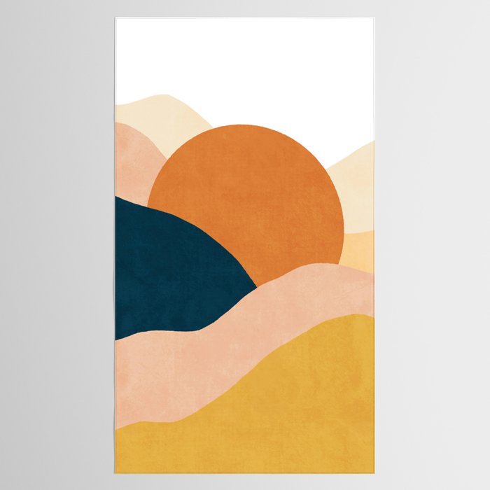 Sunrise landscape in yellow, orange, blue Tablecloth Gallery Image 2