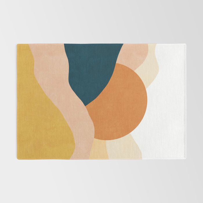 Sunrise landscape in yellow, orange, blue Rug Gallery Image 2