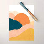 Sunrise landscape in yellow, orange, blue Wrapping Paper Gallery Image 1