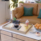 Sunrise landscape in yellow, orange, blue Serving Tray Gallery Image 2