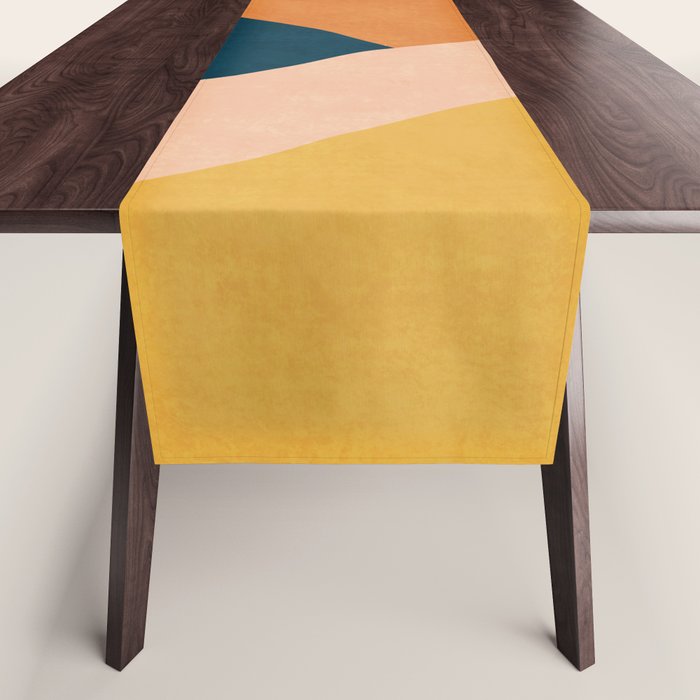 Sunrise Landscape In Yellow, Orange, Blue Table Runner