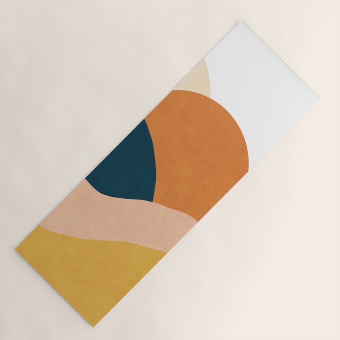 Sunrise landscape in yellow, orange, blue Yoga Mat Gallery Image 1