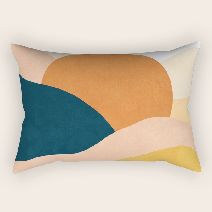 Sunrise landscape in yellow, orange, blue Rectangular Pillow Gallery Image 1