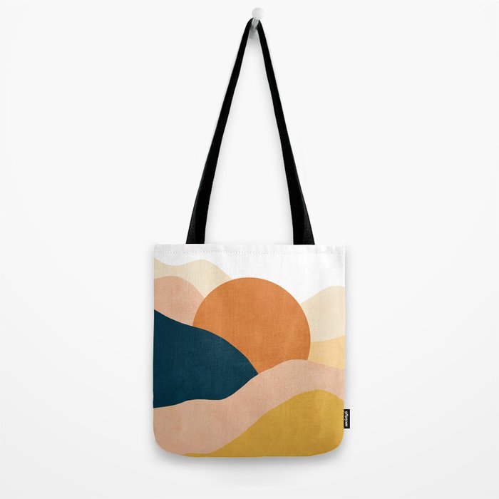 Sunrise landscape in yellow, orange, blue Tote Bag Gallery Image 2