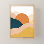 Sunrise landscape in yellow, orange, blue Mini Art Print Gallery Image 1
