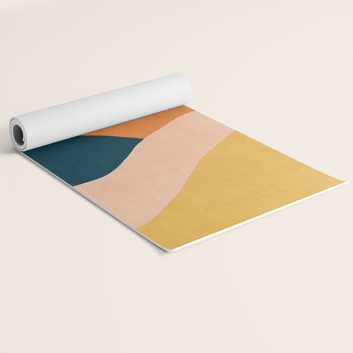 Sunrise landscape in yellow, orange, blue Yoga Mat Gallery Image 2
