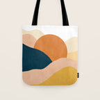 Sunrise landscape in yellow, orange, blue Tote Bag Gallery Image 1