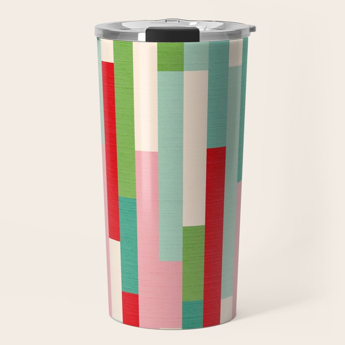 Retro Stripe Pattern - red, green, blue Travel Mug Gallery Image 1
