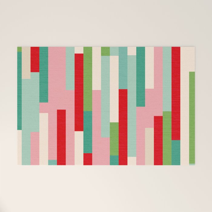 Retro Stripe Pattern - red, green, blue Welcome Mat Gallery Image 1