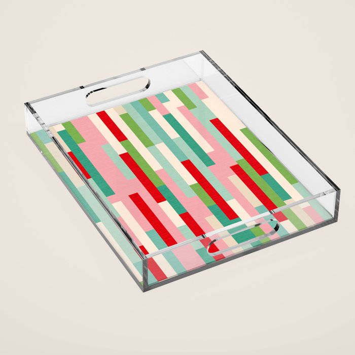 Retro Stripe Pattern - red, green, blue Acrylic Tray Gallery Image 1