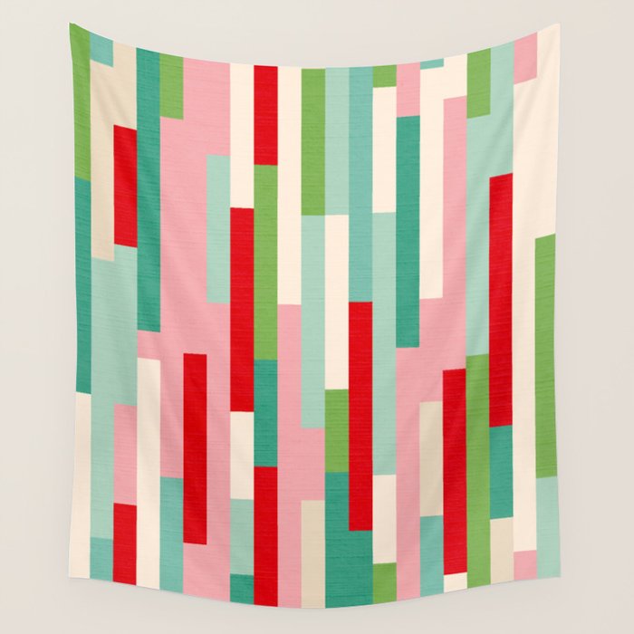 Retro Stripe Pattern - red, green, blue Wall Tapestry Gallery Image 4