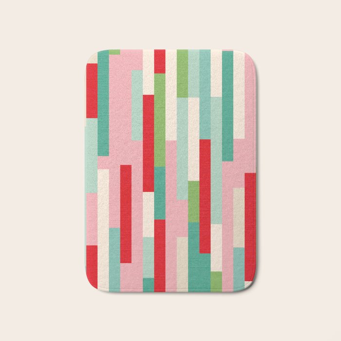 Retro Stripe Pattern - red, green, blue Bath Mat Gallery Image 1