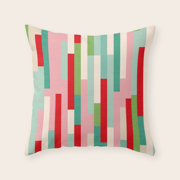 Retro Stripe Pattern - red, green, blue Throw Pillow Gallery Image 6