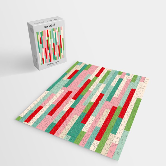 Retro Stripe Pattern - red, green, blue Jigsaw Puzzle Gallery Image 2