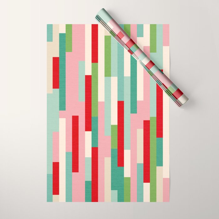 Retro Stripe Pattern - red, green, blue Wrapping Paper Gallery Image 1