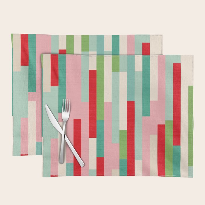 Retro Stripe Pattern - red, green, blue Placemat Gallery Image 1
