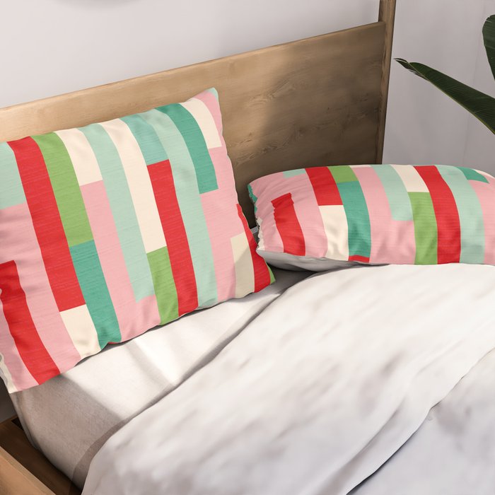 Retro Stripe Pattern - red, green, blue Pillow Sham Gallery Image 2