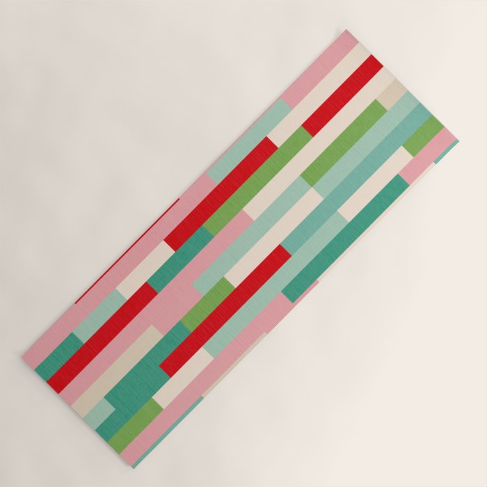 Retro Stripe Pattern - red, green, blue Yoga Mat Gallery Image 1