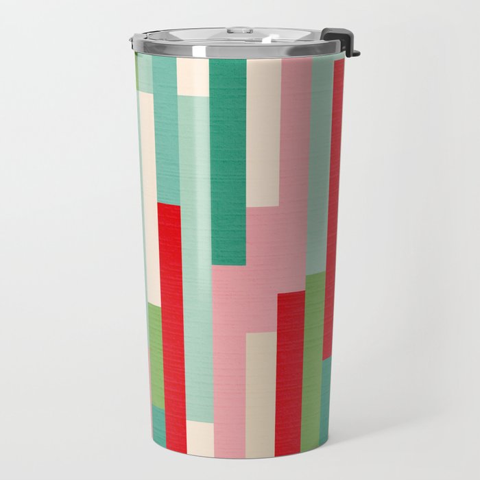 Retro Stripe Pattern - red, green, blue Travel Mug Gallery Image 2