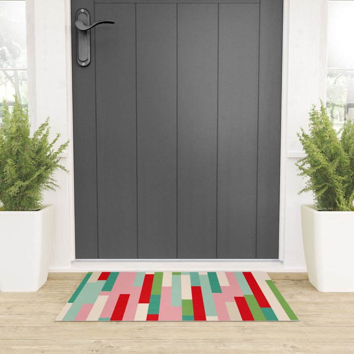 Retro Stripe Pattern - red, green, blue Welcome Mat Gallery Image 3