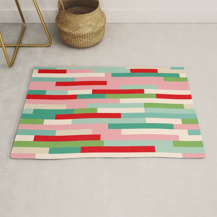 Retro Stripe Pattern - red, green, blue Rug Gallery Image 1
