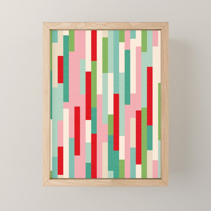 Retro Stripe Pattern - red, green, blue Mini Art Print Gallery Image 1