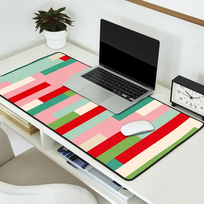 Retro Stripe Pattern - red, green, blue Desk Mat Gallery Image 2