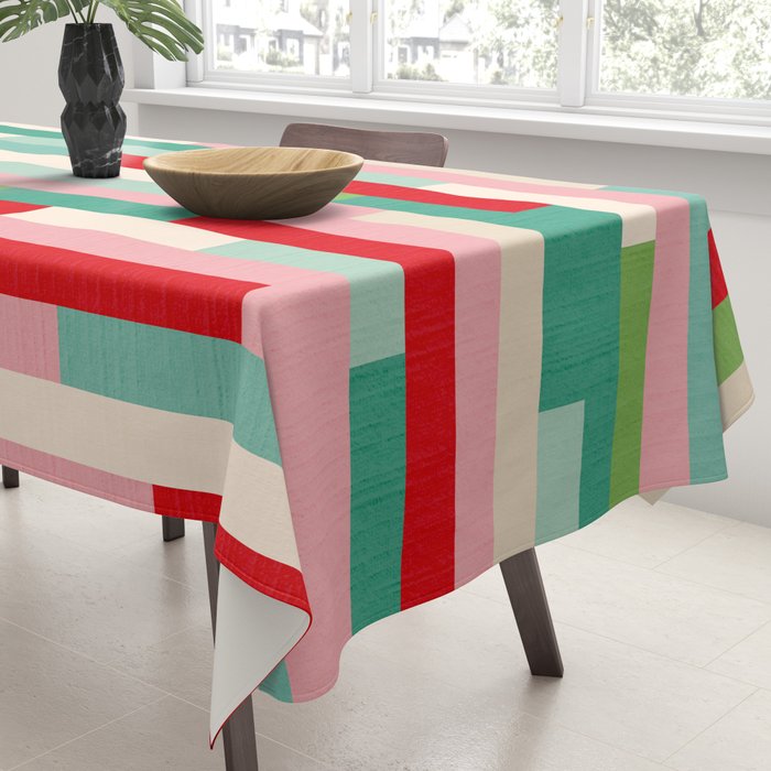 Retro Stripe Pattern - red, green, blue Tablecloth Gallery Image 3