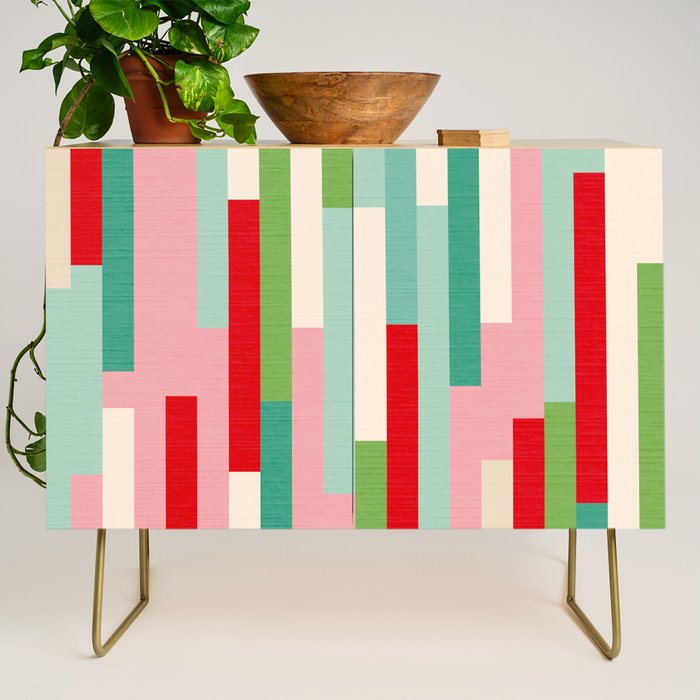 Retro Stripe Pattern - red, green, blue Credenza Gallery Image 1