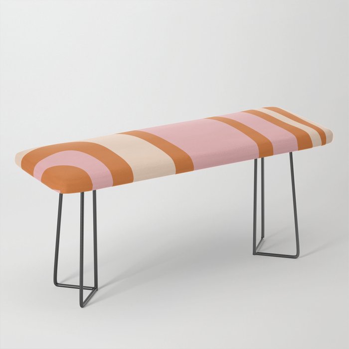 Tiki Abstract Minimalist Mid-Century Modern Pattern Pink Orange Cream Bench Gallery Image 1