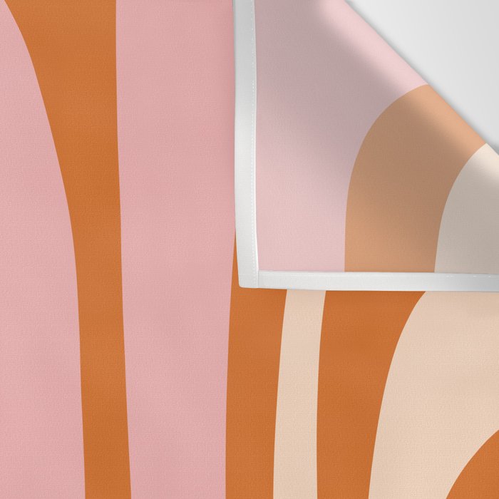 Tiki Abstract Minimalist Mid-Century Modern Pattern Pink Orange Cream Wall Tapestry Gallery Image 3
