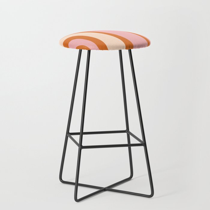 Tiki Abstract Minimalist Mid-Century Modern Pattern Pink Orange Cream Stool Gallery Image 1