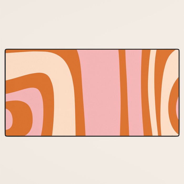 Tiki Abstract Minimalist Mid-Century Modern Pattern Pink Orange Cream Desk Mat Gallery Image 3