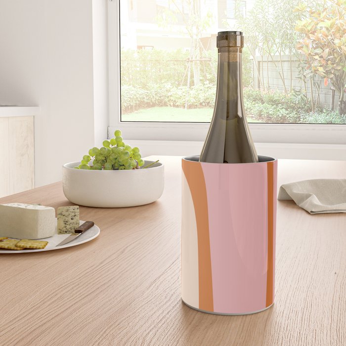 Tiki Abstract Minimalist Mid-Century Modern Pattern Pink Orange Cream Wine Chiller Gallery Image 4