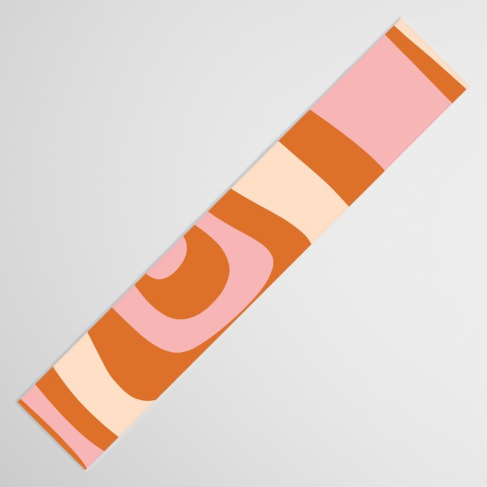 Tiki Abstract Minimalist Mid-Century Modern Pattern Pink Orange Cream Table Runner Gallery Image 3