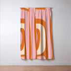 Tiki Abstract Minimalist Mid-Century Modern Pattern Pink Orange Cream Window Curtain Gallery Image 3