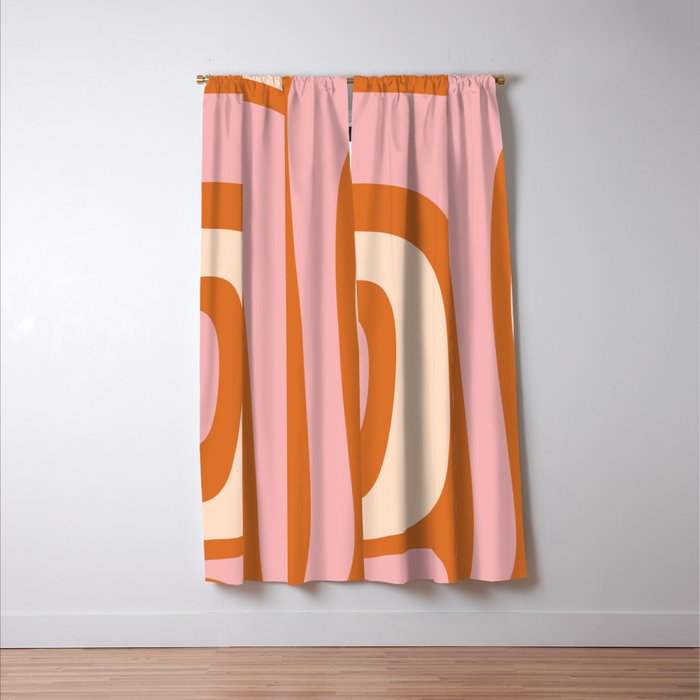Tiki Abstract Minimalist Mid-Century Modern Pattern Pink Orange Cream Window Curtain Gallery Image 3