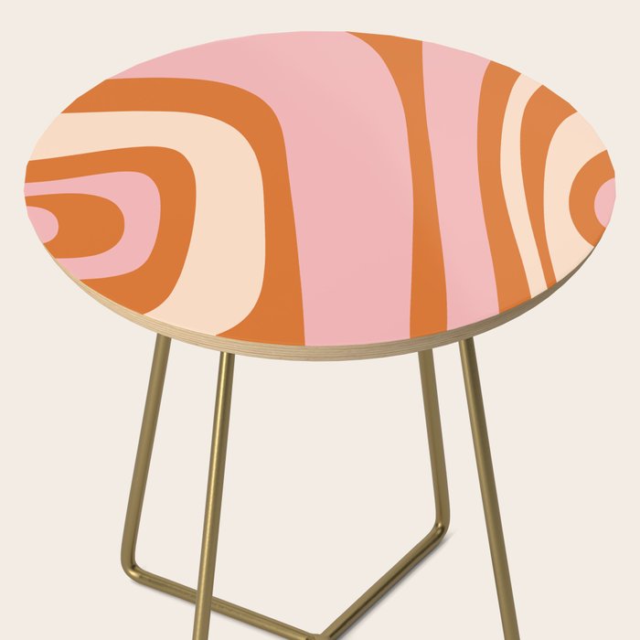 Tiki Abstract Minimalist Mid-Century Modern Pattern Pink Orange Cream Side Table Gallery Image 2