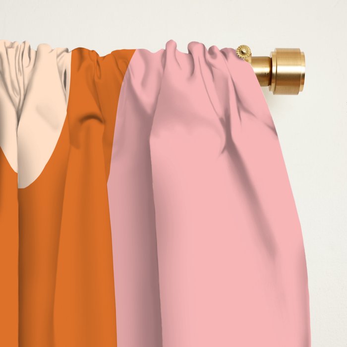 Tiki Abstract Minimalist Mid-Century Modern Pattern Pink Orange Cream Window Curtain Gallery Image 2