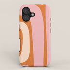Tiki Abstract Minimalist Mid-Century Modern Pattern Pink Orange Cream iPhone Case Gallery Image 1
