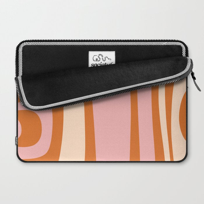 Tiki Abstract Minimalist Mid-Century Modern Pattern Pink Orange Cream Laptop Sleeve Gallery Image 2